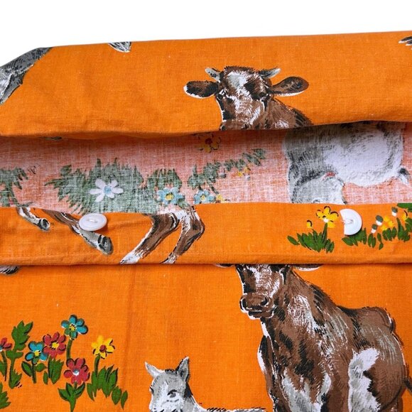 Vintage farm animal print pillow cover horse rabbit goat chicken pattern cute. - Picture 6 of 7